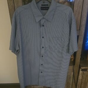 Casual Blue Button Down Shirt with Short Sleeves